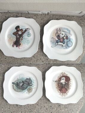 Set of 4 Alice Through the Looking Glass Plates